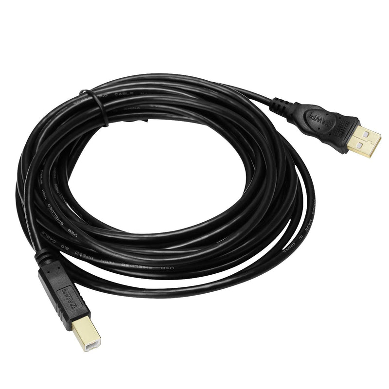  [AUSTRALIA] - WAWPI USB Printer Cable A to B for 20 ft Black 20 feet/6m
