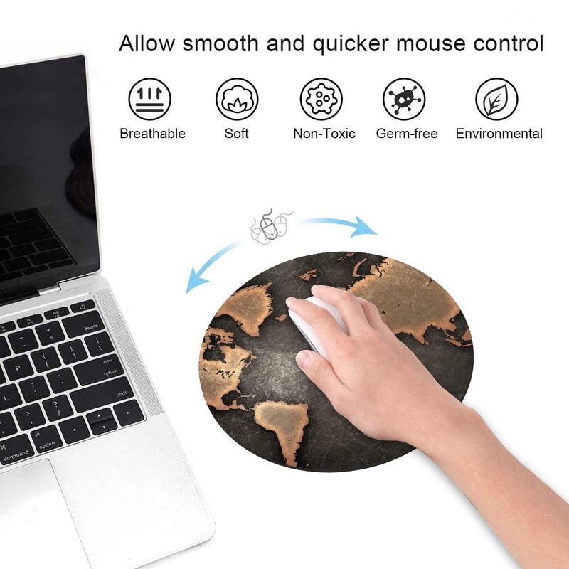  [AUSTRALIA] - ChaTham Round Mouse Pad with Coasters Set, Circular Earth Mouse Pad, Non-Slip Rubber Base Round Mouse Pads for Laptop Compute Working Home Office Accessories Ct-mp-065