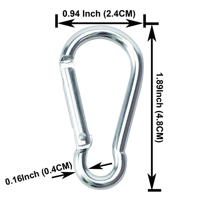  [AUSTRALIA] - 80PCS Small Carabiner Caribeaner Clip Bulk 1.89" Spring Snap Hook Key Chain Clip Aluminum Batch D Ring Carabiners for Backpacking Camping, Hiking, Traveling, Silver