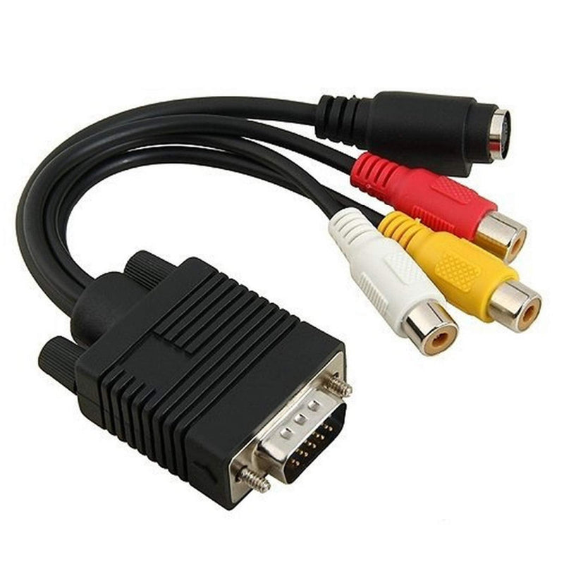  [AUSTRALIA] - OUOU VGA to RCA Cable〔2 Pack 〕VGA Male to S-Video 3 RCA Jack Female Composite AV TV Out Adapter Converter Video Cable for TV PC Computer AV Projector