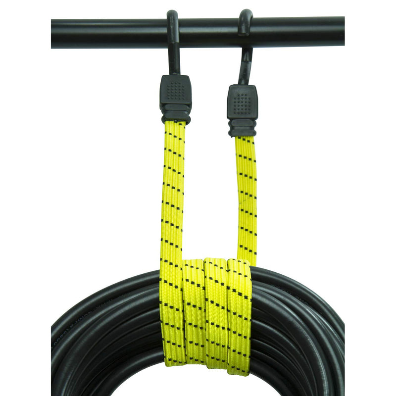  [AUSTRALIA] - Houseables Bungee Cords with Hooks, Bungie Straps, 4 Pack, 48 Inch Long, Yellow, Flat, Premium Rubber, Bungy Chords, Adjustable, Long Bungi Rope for Dolly, Upcart, Car Trunk, Camping, Luggage, Moving