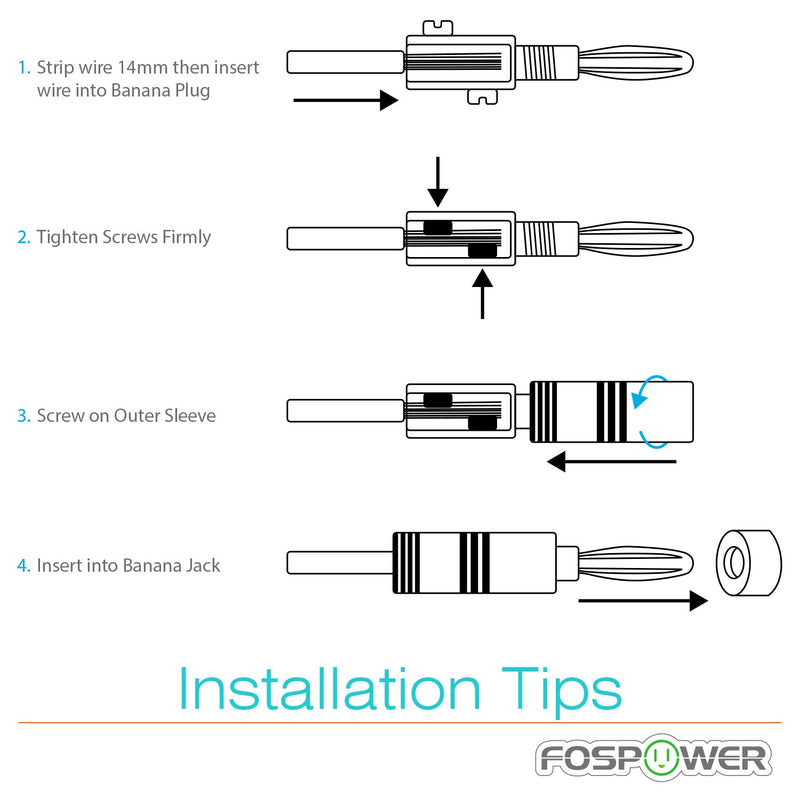  [AUSTRALIA] - FosPower Banana Plugs 5 Pairs / 10 pcs, Closed Screw 24K Gold Plated Banana Speaker Plug Connectors for Speaker Wire, Wall Plate, Home Theater, Audio/Video Receiver, Amplifiers and Sound Systems 5 Pair