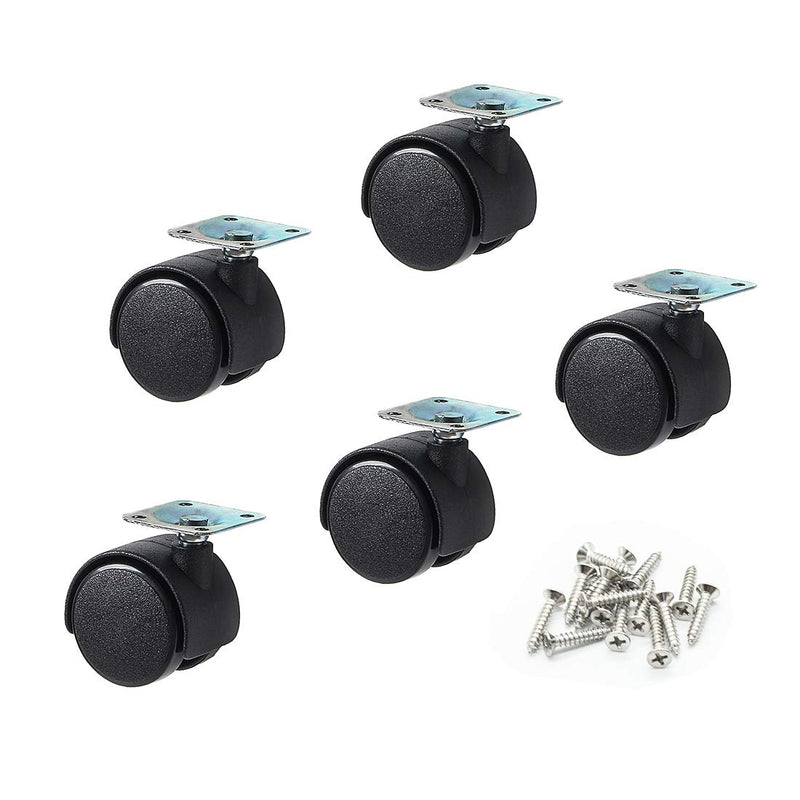  [AUSTRALIA] - Copapa 1" Dia Plastic Wheel Metal Top Plate Swivel Ball Bearing Casters 5 Pcs w Mounting Screws