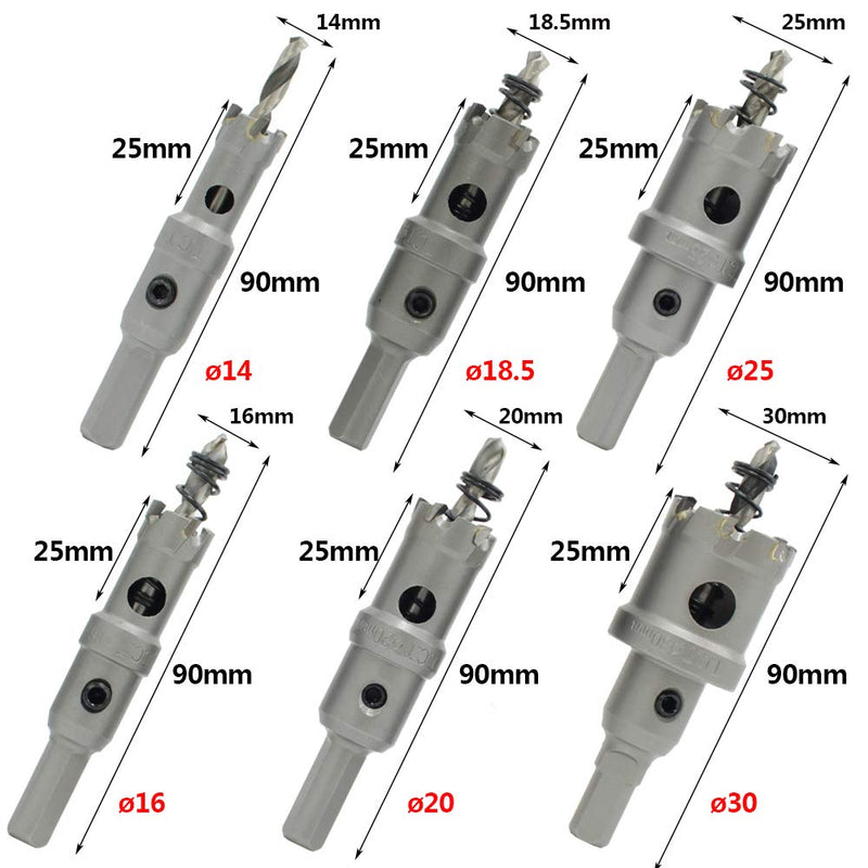 Hengzhe hz-6S Hole Saw 6PCS hole cutters Set Stainless High Speed Steel Metal Alloy Silver spring design,Suitable for stainless steel slab wood HZ-6S For stainless steel - LeoForward Australia