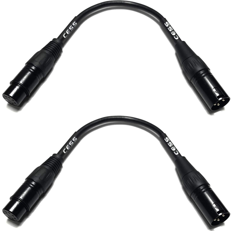  [AUSTRALIA] - CESS-008 XLR3M to XLR5F DMX512 Adaptor Cable - 3 Pin Male XLR to 5 Pin Female XLR DMX Turnaround 6 inches - 2 Pack