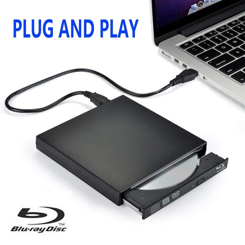  [AUSTRALIA] - Xglysmyc USB2.0 External Blu Ray CD DVD Drive Burner,Slim Portable CD DVD RW BD-ROM Player Writer for Laptop Desktop Notebook Support Mac OS Windows XP/7/8/10 (Black)