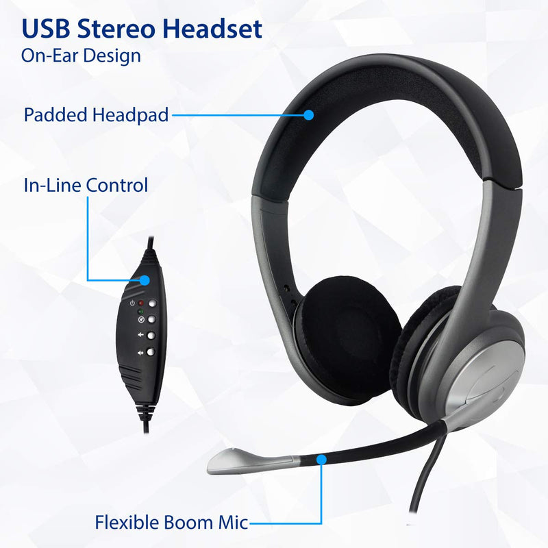  [AUSTRALIA] - Wired USB Gaming Headset Computer Headset with Microphone Support PC PS4 PS5 On-Ear Wired Office Call Center Headset With Boom Mic