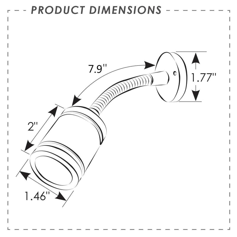  [AUSTRALIA] - 12V Reading Light RV LED Interior Gooseneck with Switch, Professional Flexible,Wall Light for Bedside, Boat, Yacht, and Caravan, Exquisite 2 Pack (2Long-Nickel) 2*Long-Nickel