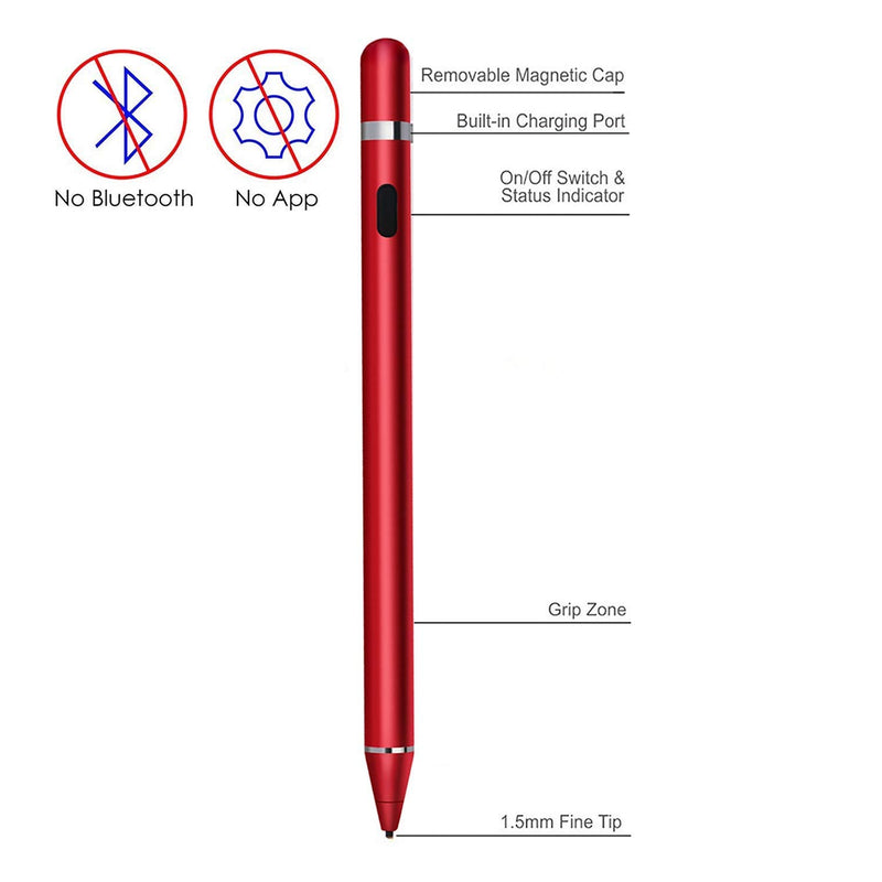 Stylus Pens for Touch Screens,Stylus Pencil Compatible for Apple,Active Pencil Smart Digital Pens Fine Point Stylist Compatible with iPhone iPad Pro Air Mini and Other Tablets (Red) Red - LeoForward Australia