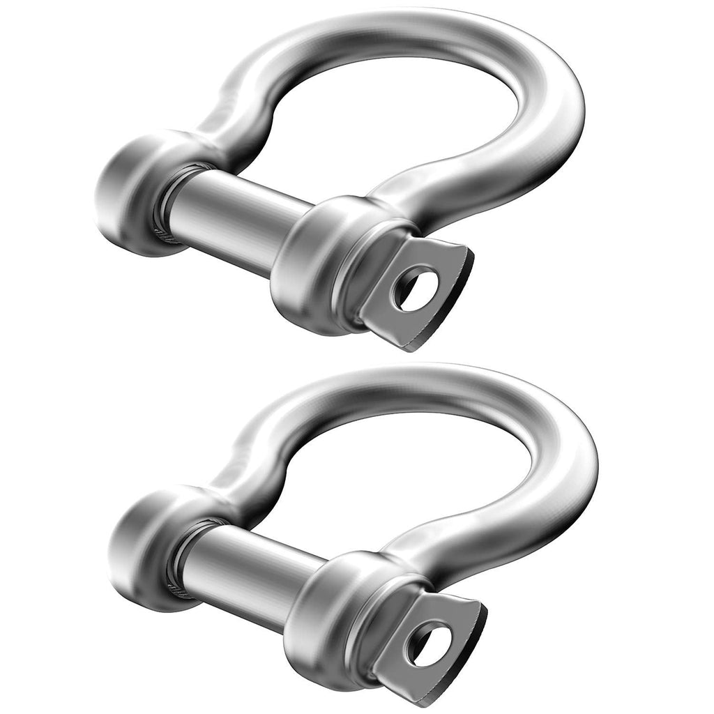  [AUSTRALIA] - 2 Pcs 1/2 Inch 304 Stainless Steel D Ring Shackles 12 mm Screw Pin Anchor Shackle for Traction Steel Wire, 12 mm