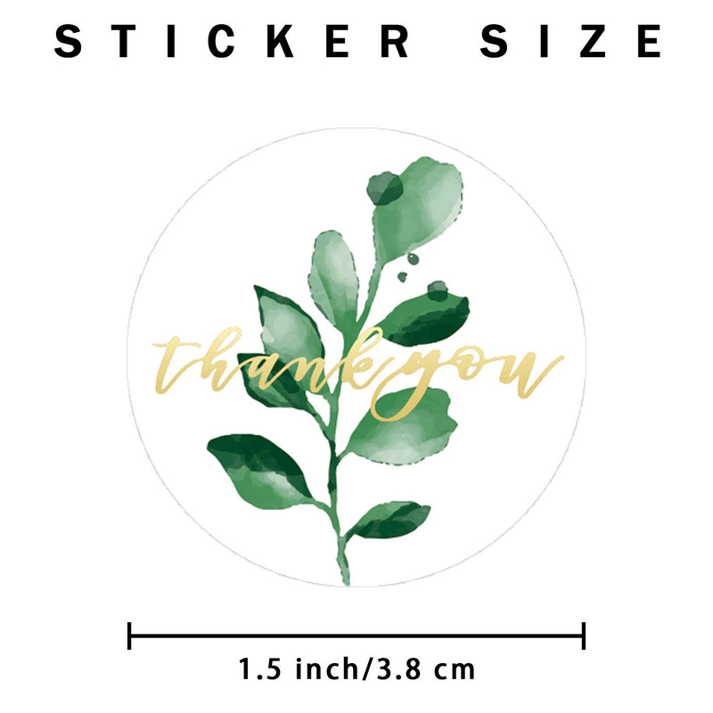 Thank You Label Sticker 1.5" Round, 500 Labels per Roll, Thank You Sticker for Birthday, Wedding, Gift, Bridal Shower Gold .The Poster Pattern is Two Different Leaves. Golden Font. - LeoForward Australia