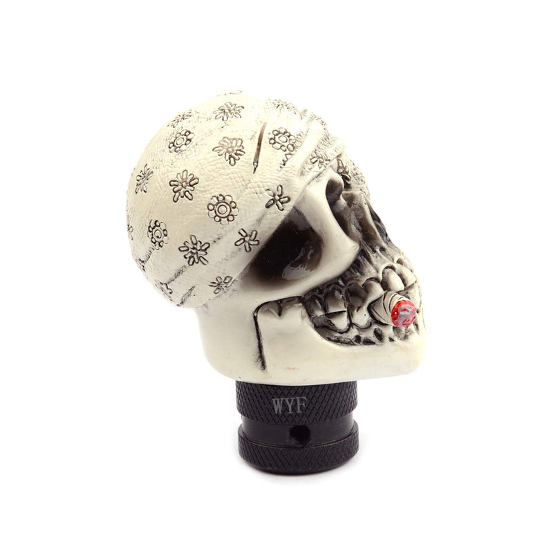  [AUSTRALIA] - WYF Universal Shift Knob One-Eyed Pirate Smoking Style Gear Stick Shifter Knob for Most Manual or Automatic Gear Without Button (Beige) Beige