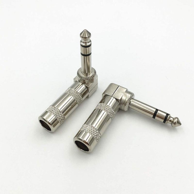  [AUSTRALIA] - 2Pack 6.35 mm (1/4") HUASEN Male Right Angle TRS Stereo Audio Plug for Guitar Cable Solder Connector Not Adapter Need Soldering 1/4 TRS Plug 2PCS