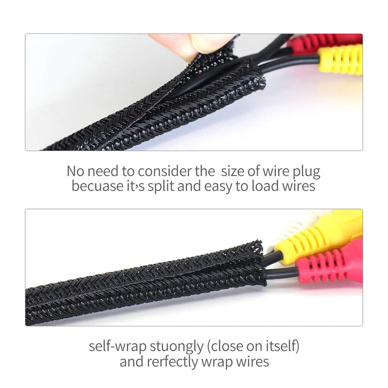  [AUSTRALIA] - Cable Management Sleeve, Protect Cat from Chewing Cords Cord Protector Wire Loom Tubing Cable Sleeve Split Sleeving for TV/Computer/Home Entertainment Audio Video Cable USB Charger Cable 1/2"-30FT