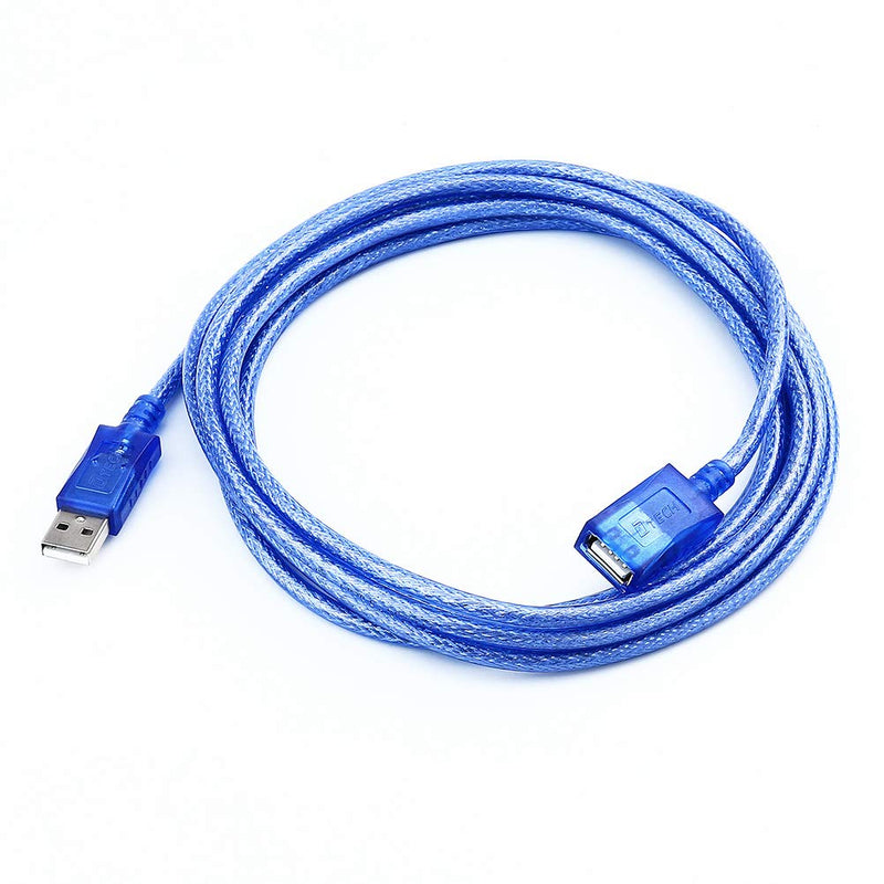  [AUSTRALIA] - USB Extension Cable 10ft, DTECH USB 2.0 A Male to A Female Cord in Semitransparent Blue for Computer Printer Keyboard and Mouse - 10 Feet (3 Meters) 1 Pack