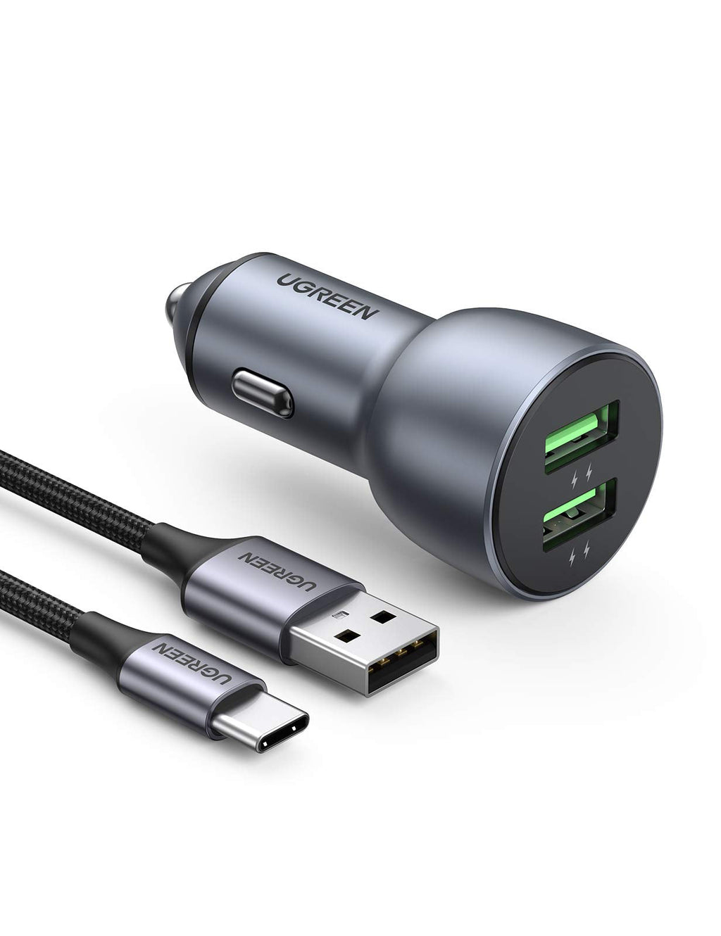  [AUSTRALIA] - UGREEN USB Car Charger 36W - 12V USB Charger Multi Ports Fast Car Charger Adapter Compatible with iPhone, Galaxy S22/S21/S20/S10/Note 20, Pixel 5/4/3 (USB A to C Cable Included)