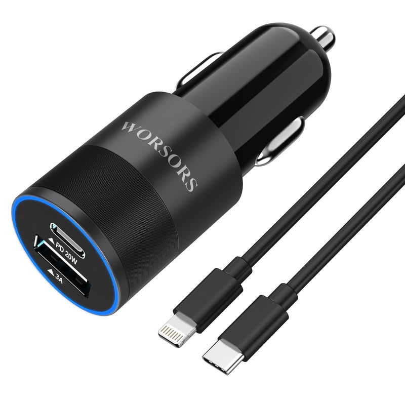  [AUSTRALIA] - 35W USB C Fast Car Charger [Apple MFi Certified] for iPhone 14 Pro/14 Pro Max/14 Plus, iPhone 13/12/11/Mini/XS/XR/8/SE, iPad, 20W PD3.0 Rapid Charging Adapter + 3Ft Type C to Lightning Cable Cord Black