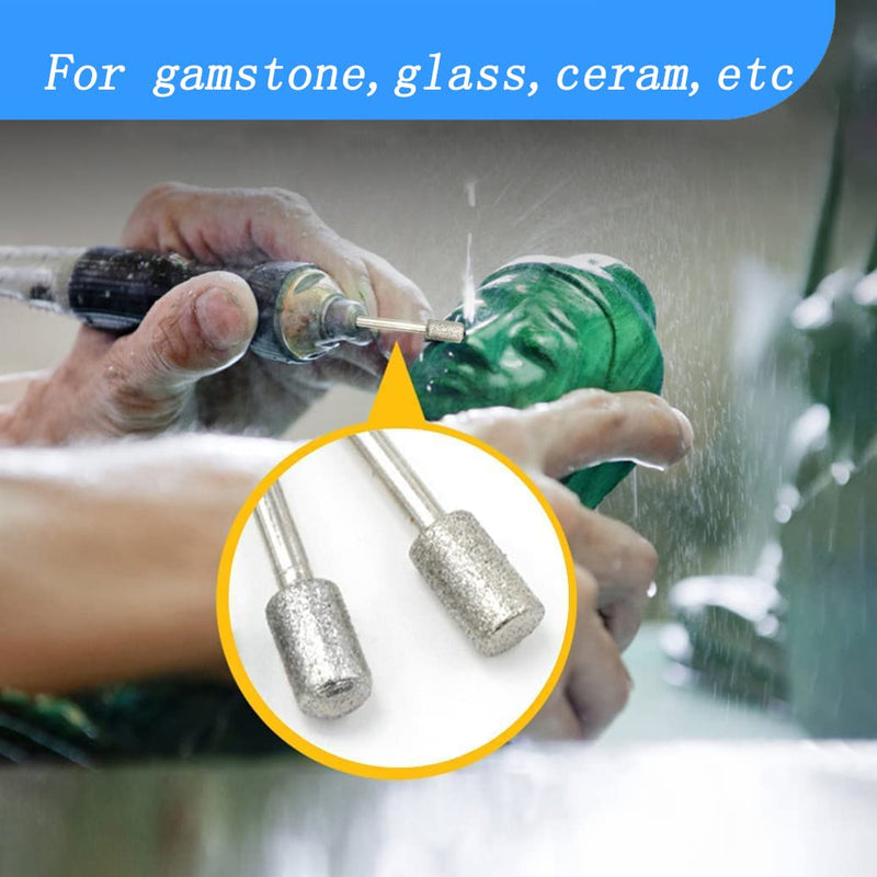  [AUSTRALIA] - Luo ke 20 Pcs 𝐃𝐢𝐚𝐦𝐨𝐧𝐝 𝐁𝐮𝐫𝐫 𝐒𝐞𝐭, 1/8 Inch Shank Stone Carving Bits For Dremel Rotary Tools