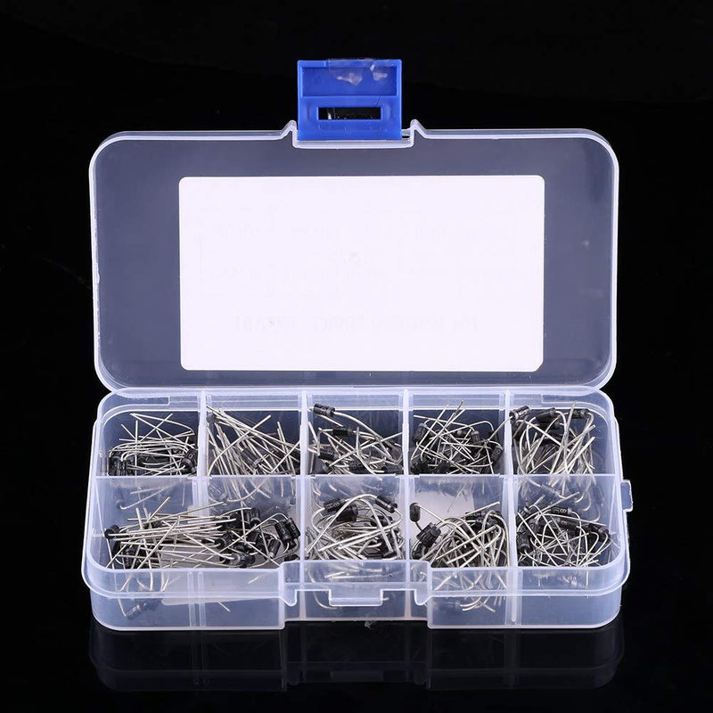 200pcs 10Values Rectifier Diode Assorted Kit with Clear Box 1N4001~1N4007, 1N5817~1N5819 - LeoForward Australia