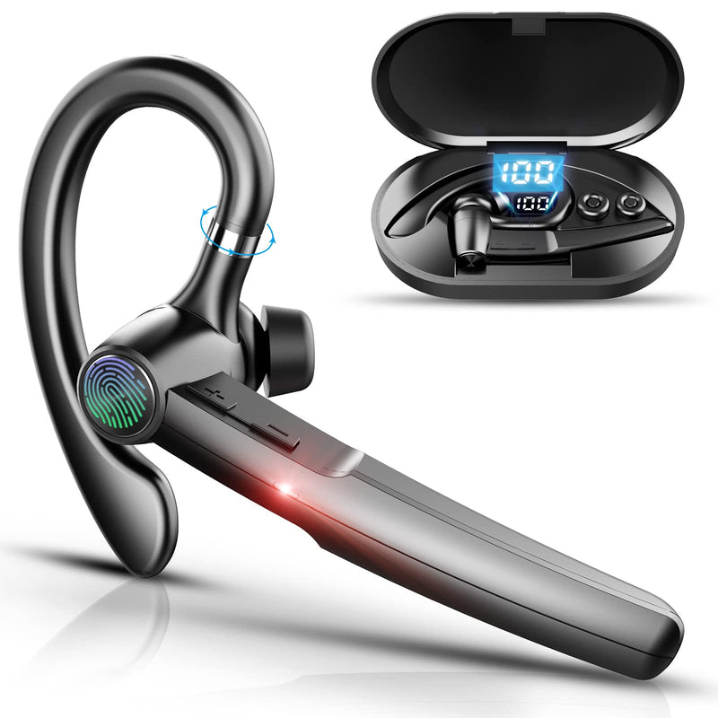  [AUSTRALIA] - Bluetooth Headset with Microphone,48Hrs V5.3 Handsfree Wireless Headset Bluetooth Earpiece for Cell Phone/Business/Office/Driving/Trucker Driver,Bluetooth Headphones Earbuds for iPhone Android Samsung Black