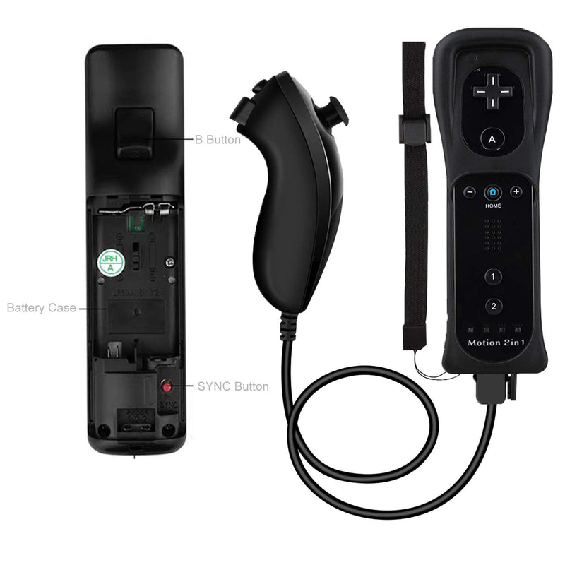  [AUSTRALIA] - Wii Nunchuck Remote Controller with Motion Plus Compatible with Wii and Wii U Console | Wii Remote Controller with Shock Function (Black) 1pack_Black