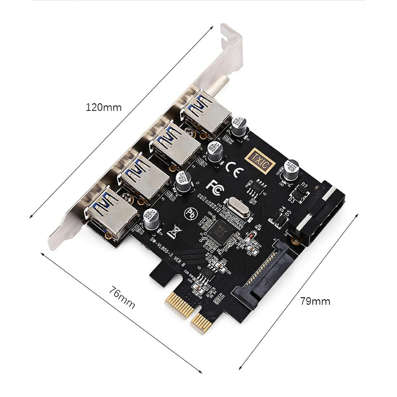  [AUSTRALIA] - JSER 4 Ports PCI-E to USB 3.0 HUB PCI Express Expansion Card Adapter 5Gbps for Motherboard