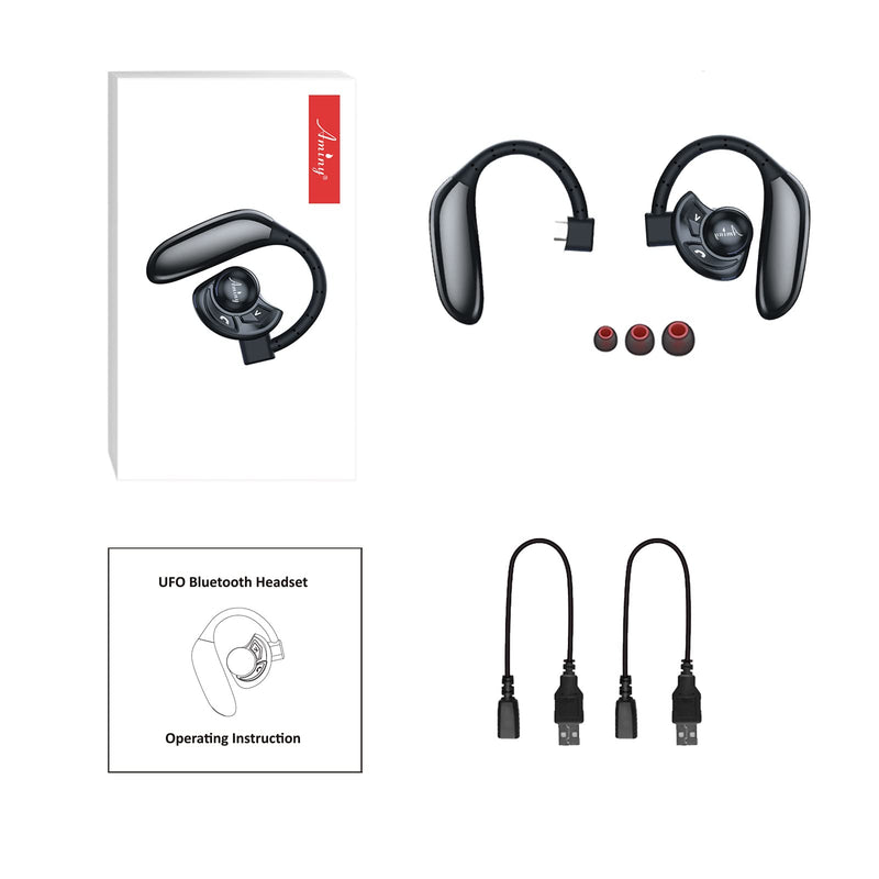  [AUSTRALIA] - AMINY Bluetooth Headset,Wireless Bluetooth Earpiece Compatible with iPhone/Android Cell Phones,Auriculares Bluetooth Earpiece 28 Hrs Talking Time V5.3 Wireless Headset,Button Depress Version