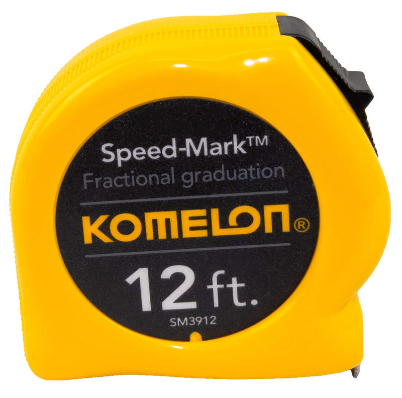  [AUSTRALIA] - Komelon SM3912 Speed Mark Acrylic Coated Steel Blade Tape Measure 12-Inch by 5/8-Inch, Yellow Case