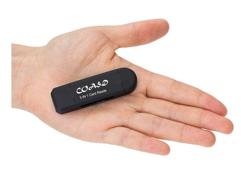 COASD Memory Card Reader SD OTG Adapter and USB 2.0 Portable for SDXC, SDHC, SD, MMC, RS-MMC, Micro SDXC, Micro SD, Micro SDHC Card and UHS-I Card (3 in 1) 3 IN 1 - LeoForward Australia
