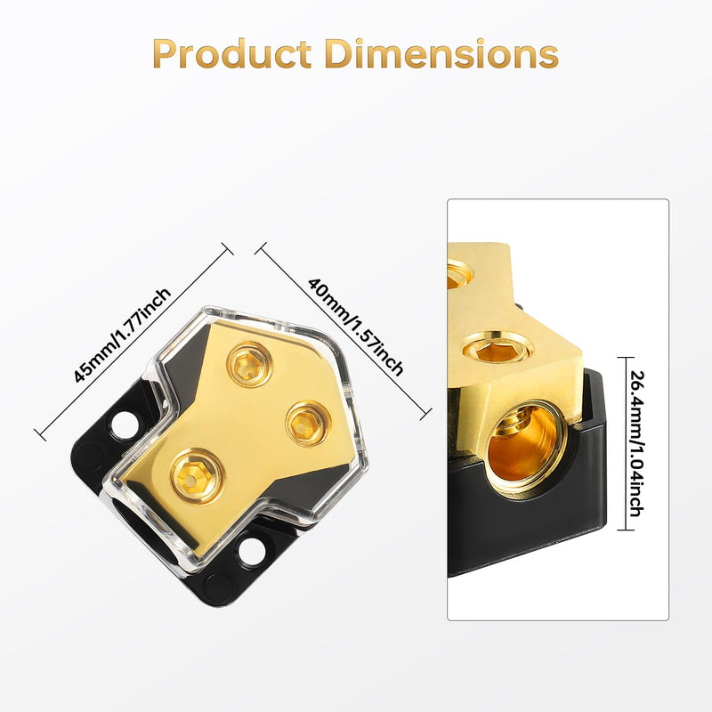  [AUSTRALIA] - BOJACK 2 Way Splitter Amp Copper Power Distribution Block 0/2/4 AWG Gauge in, 4/8 Gauge Out for Car Audio Splitter(1PCS)