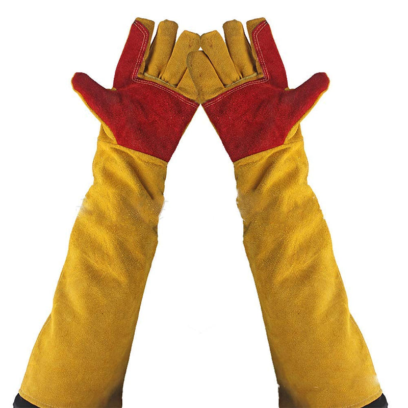  [AUSTRALIA] - 23.6" Inch Long Sleeves Welding Safety Gloves, Lined And Kevlar Stitching Welders Gauntlets Wood Burners Accessories Gloves, Heat Resistant Stove Fire And Barbecue Gloves, Gifts for Men Dad Husband (23.6 Inches)