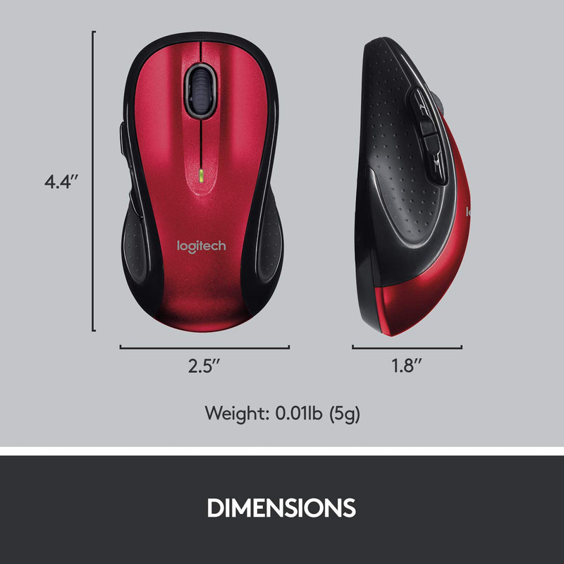  [AUSTRALIA] - Logitech M510 Wireless Computer Mouse – Comfortable Shape with USB Unifying Receiver, with Back/Forward Buttons and Side-to-Side Scrolling - Red