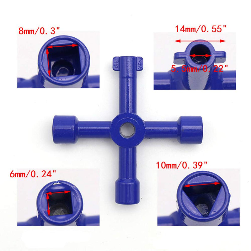  [AUSTRALIA] - Antrader 4-Way Multi-Functional Utilities Key Triangle/Square Wrench for Train Electrical Control Cabinet Elevator Water Meter Valve 3-Pack, Blue