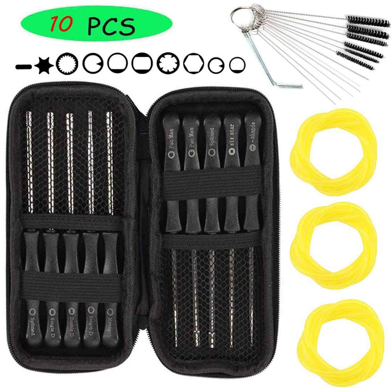  [AUSTRALIA] - New Pack of 10 Carburetor Adjustment Tool + Carrying Case + Cleaning Bursh +Fuel Tube for Common 2 Cycle Carburator Engine - Carburetor Adjustment Tool Set Carburetor Tune up Adjusting Tool