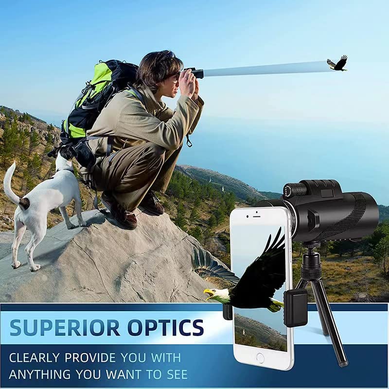  [AUSTRALIA] - Monocular 80x100 Telescope High Powered for Smartphone Low Night Vision Monoculars with Smartphone Holder & Tripod High Definition for Stargazing Hunting Wildlife Bird Watching Travel Camping