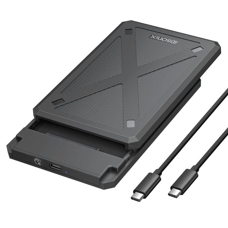  [AUSTRALIA] - iDsonix 2.5 inch Hard Drive Enclosure, 6Gbps USB C 3.1 to SATA III Tool-Free External Hard Drive Enclosure for 7mm/9mm 2.5" SSD HDD with UASP Compatible with Toshiba Samsung WD Black(PW25-1C3) 1C3-Black