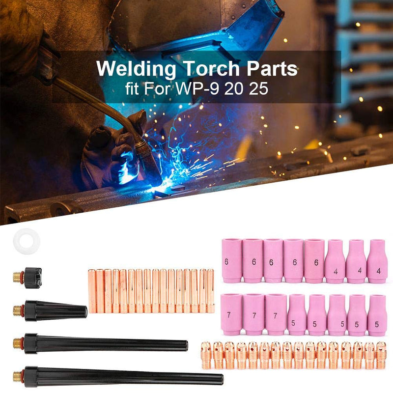  [AUSTRALIA] - Welding Torch Parts,53pcs TIG Welding Torch Body Parts Gas Lens Nozzle Collet Cup Kit for WP-9 20 25