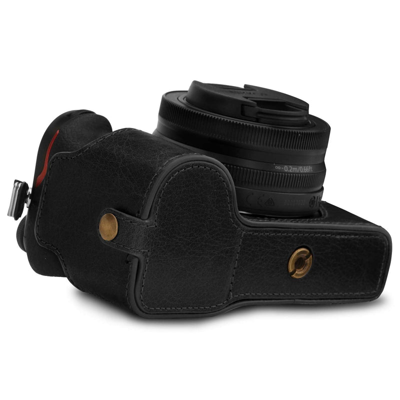  [AUSTRALIA] - MegaGear Ever Ready Genuine Leather Camera Half Case Compatible with Nikon Z50 Black