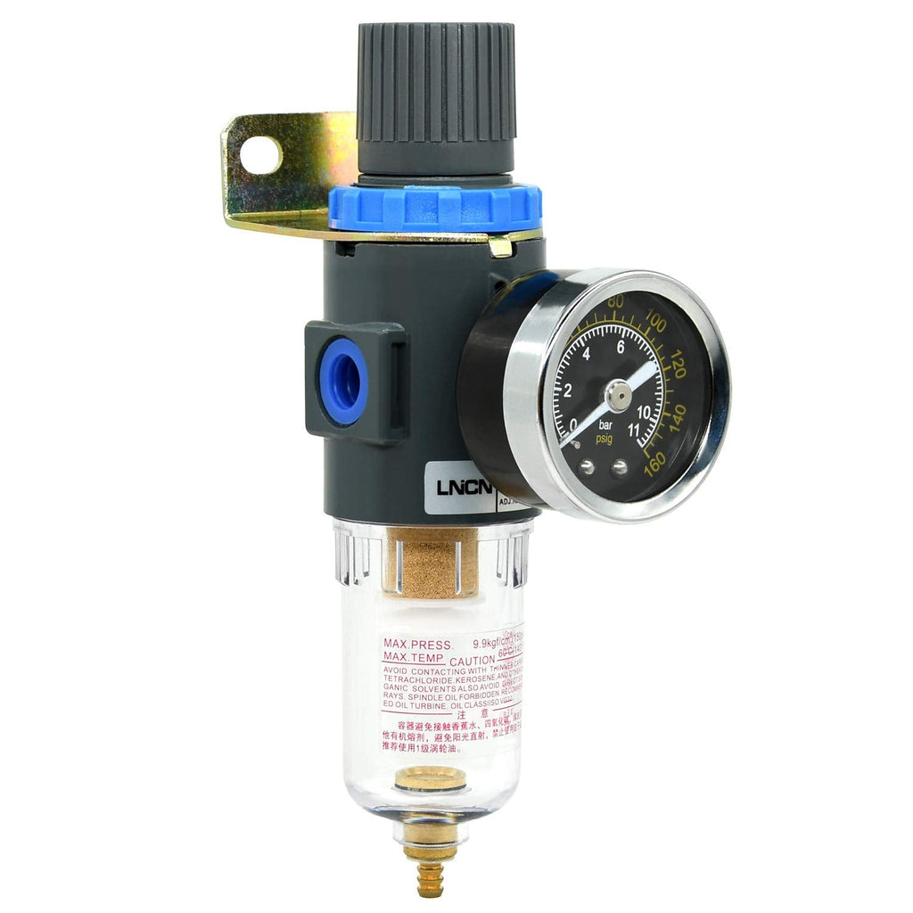  [AUSTRALIA] - 1/4"NPT Air Filter Pressure Regulator, Water-Trap Air Tool Compressor Filter with Gauge by ZHONG AN