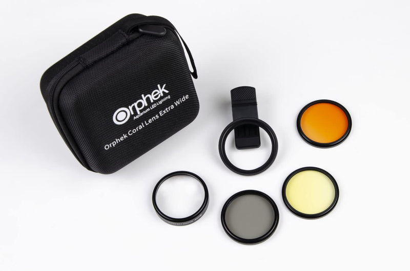  [AUSTRALIA] - Orphek Extra Wide Coral Lens – Kit for DSRL 52mm and All Smartphones – 4 Included: Macro, CPL 52mm Polarized, 15,000k Orange, 20,000k Yellow – Lens Made of Glass – for Better Photography!