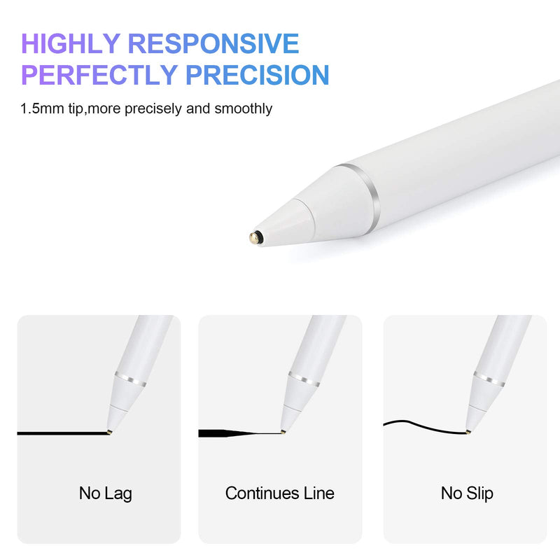 Stylus Pen for Touch Screens, Active Pen Digital Pencil Fine Point Compatible with iPhone iPad and Other Tablets (White) white - LeoForward Australia
