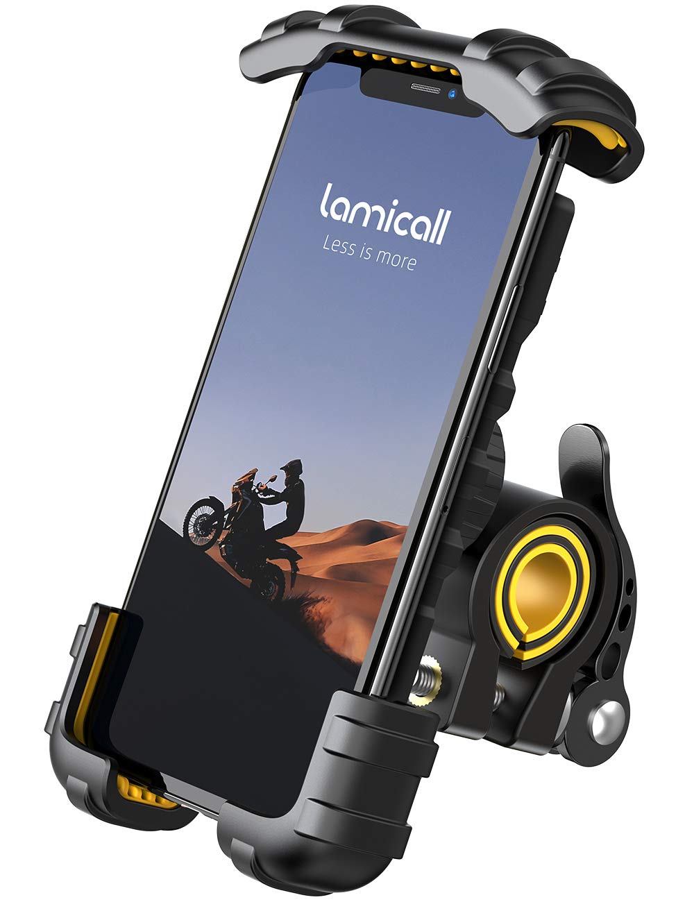  [AUSTRALIA] - Lamicall Bike Phone Holder, Motorcycle Phone Mount - Adjustable Scooter Phone Holder for iPhone 12 Mini, 12 Pro Max, 11 Pro Max Xs XR 8 X 8P 7 7P 6S, Samsung S10 S9 S8, Huawei, All 4.7-6.8 Devices 2-Yellow