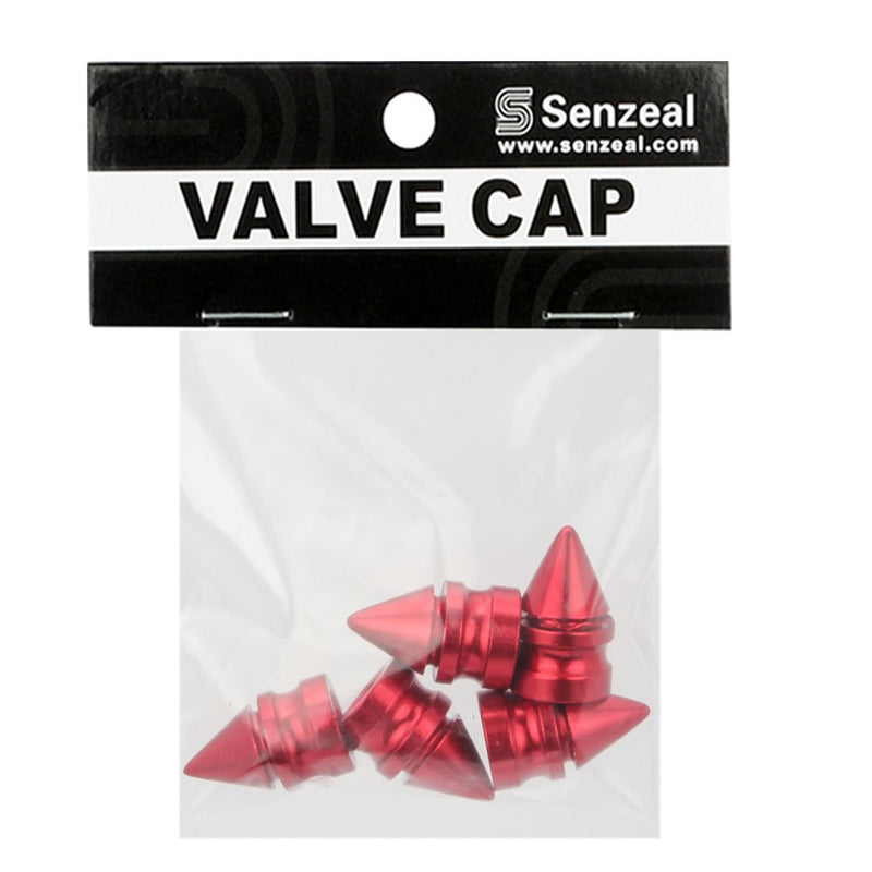 Senzeal 5X Impale Spike Style Polished Aluminum Alloy Tire Valve Caps Red - LeoForward Australia