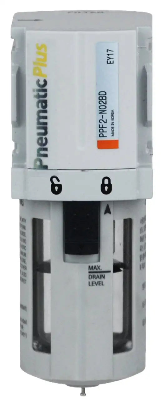  [AUSTRALIA] - PneumaticPlus PPF2-N02B Miniature Compressed Air Particulate Filter 1/4" NPT - 5 Micron, Poly Bowl, Manual Drain, Bracket