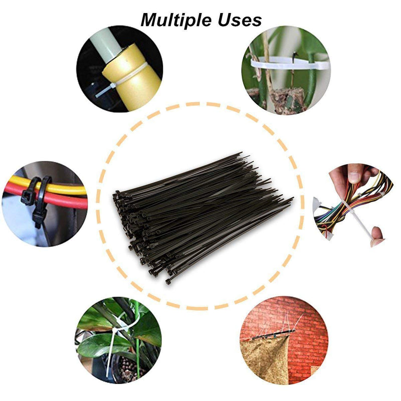  [AUSTRALIA] - NewMainOne Cable Zip Ties,500 Packs Self-Locking 4+6+8+10+12-Inch Width 0.16inch Nylon Cable Ties,Perfect for Home,Office,Garage and Workshop (Black) Black