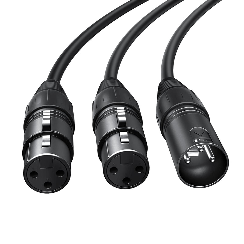  [AUSTRALIA] - CableCreation [2-Pack] XLR Male to Dual XLR Female Y Splitter 3Pin Balanced Microphone Cable, 0.3 Meter/Black 2-Pack