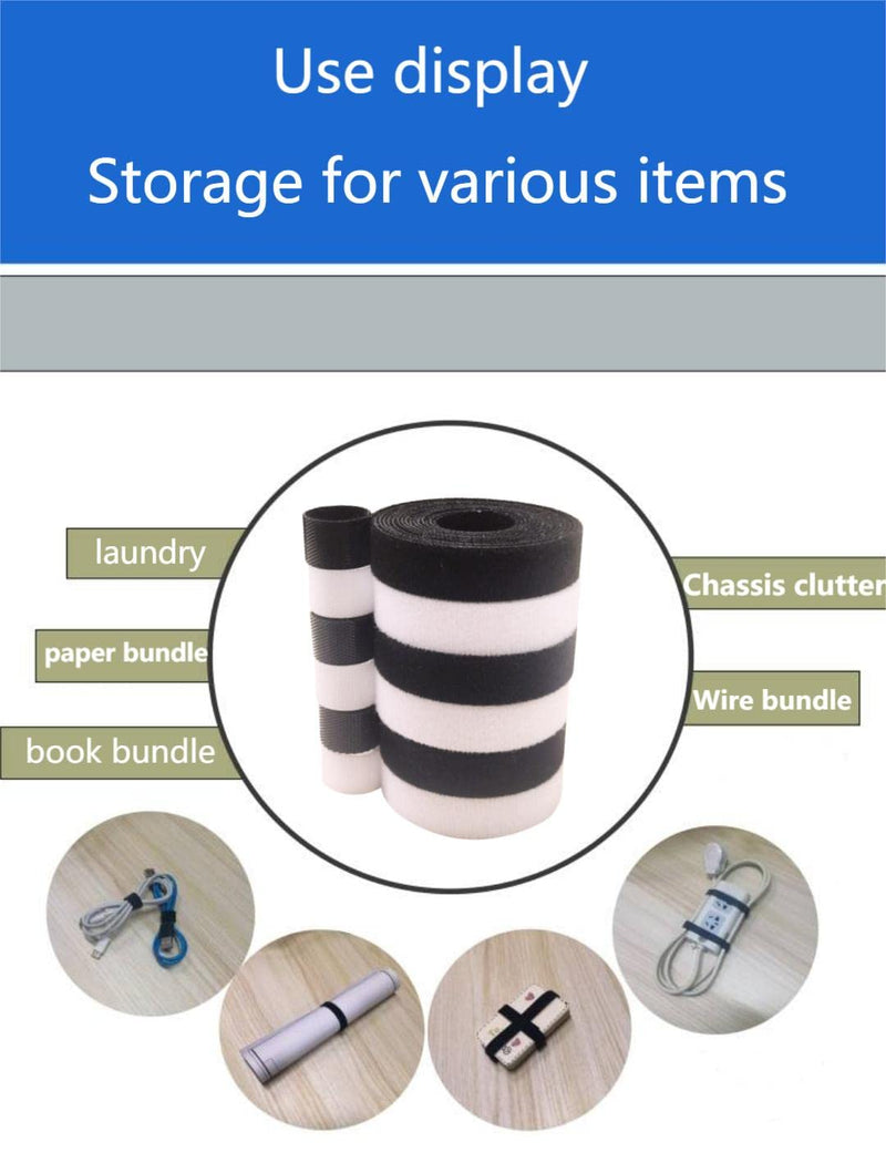  [AUSTRALIA] - ELEYY 164ft x 1/2in Hook Loop Cable Straps - Eley Fastening Cable Ties Reusable Cable Ties Organizer Self Gripping with Strong Self Adhesive Tape Strip Fastener for Home,Office, Wire Bundling 2 Rolls Black