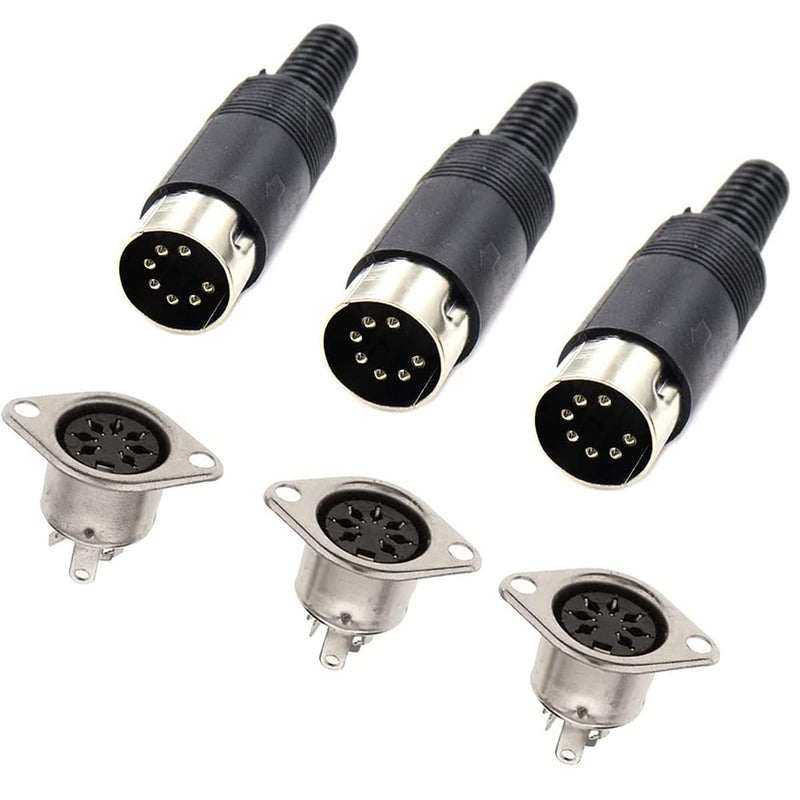  [AUSTRALIA] - jing 7 Pin DIN Male Plug Female Adapter Socket Panel Mount Chassis Audio AV Solder 7 pin din Connector 3 Sets