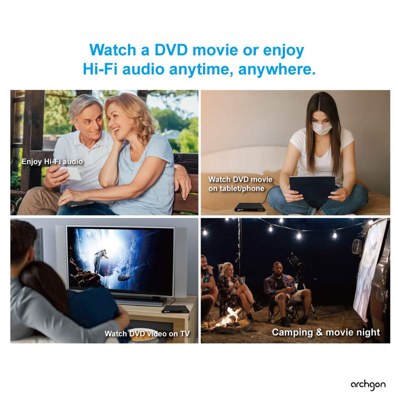  [AUSTRALIA] - Archgon External CD DVD Drive Support Android TV, Smartphone, Tablet and Projector | Free Android APP Available | Windows 10 and Mac Compatible | Model Stream Mini Pro