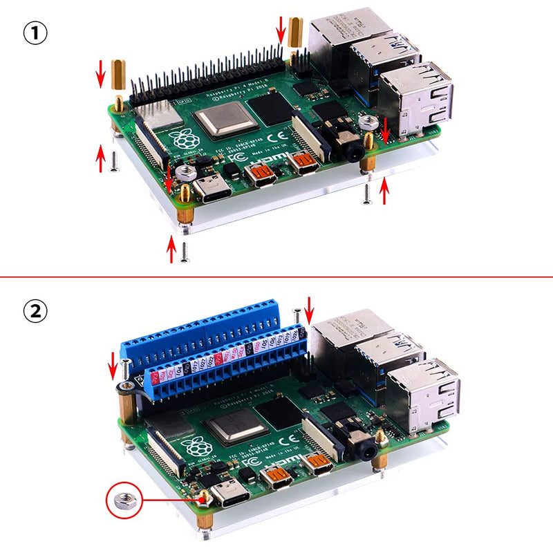  [AUSTRALIA] - GeeekPi Raspberry Pi Micro GPIO Terminal Block Breakout Board Module,Raspberry Pi GPIO Expansion Board Micro Connector for Raspberry Pi 4B/3B+/3B/2B
